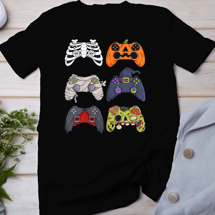 Halloween Skeleton Zombie Gaming Controllers Mummy Boys Kids T-Shirt