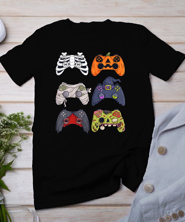 Halloween Skeleton Zombie Gaming Controllers Mummy Boys Kids T-Shirt