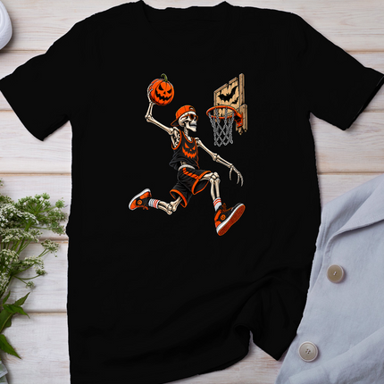 Funny Skeleton Basketball Player Halloween Shirts Men Boys T-Shirt