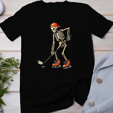 Skeleton Ice Hockey Halloween Costume Men Boys Kids Tee T-Shirt