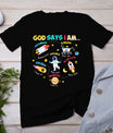 God Says I Am Outer Space Themed Bible Christian Kids Boys T-Shirt