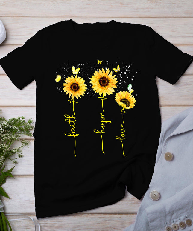 Christian Shirts For Women Sunflower Faith Hope Love T-Shirt
