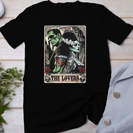 The Monster Frankenstein and Bride The Lovers Tarot Card T-Shirt