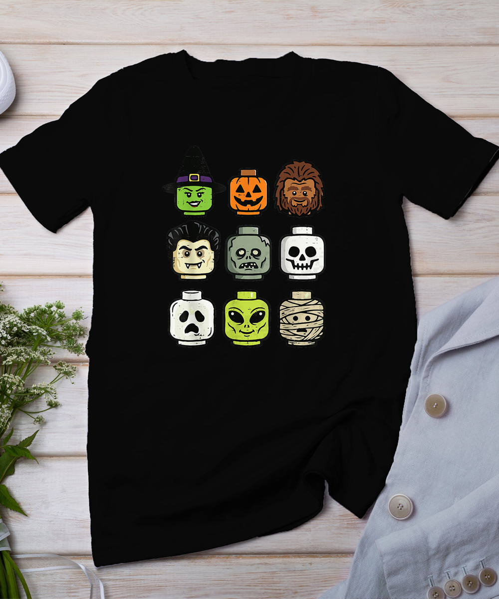 Halloween Building Blocks Head Cute Bricks Costume Boys Kids T-Shirt