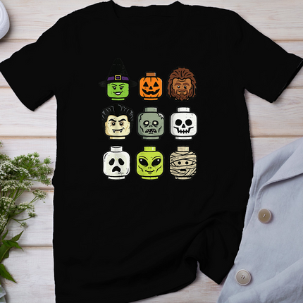 Halloween Building Blocks Head Cute Bricks Costume Boys Kids T-Shirt