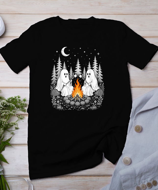Ghost Camping Halloween Spooky Season Camper Men Women Kids T-Shirt