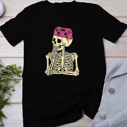 Halloween Skeleton Gamer Brain Men Teens Boys Gaming Boys T-Shirt