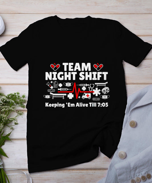 Night Shift Nurse Life Rn Lpn Cna Healthcare Heartbeat Love T-Shirt