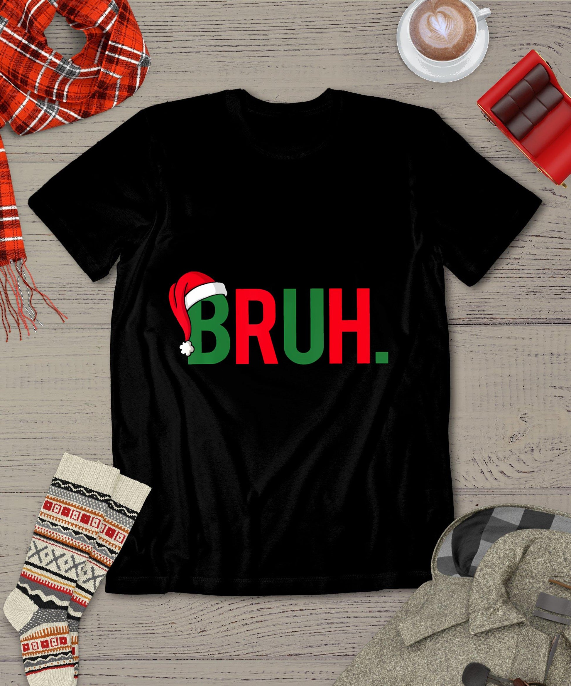 Bruh Meme Funny Saying Bro Greeting Teens Boys Men Christmas T-Shirt