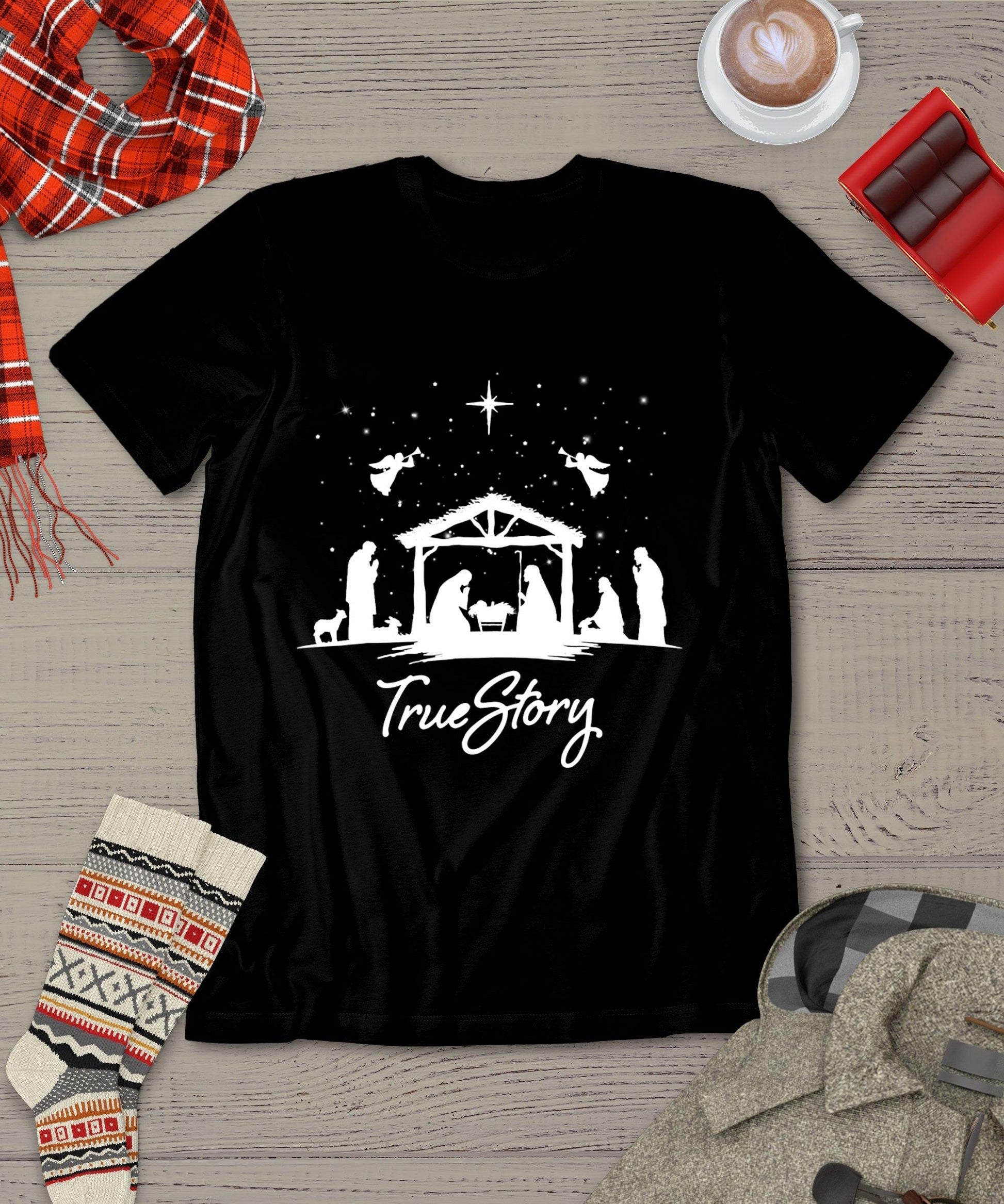 True Story Christmas Nativity Jesus Christian Men Women Kids T-Shirt