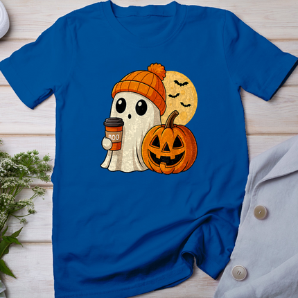 Halloween Ghost Coffee Pumpkin Spooky Season Women Kids Men T-Shirt