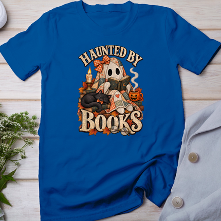 Haunted By Books Vintage Ghost Reading Halloween Book Lover T-Shirt