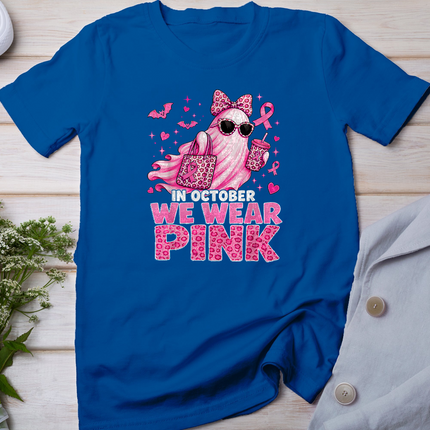 Halloween in October We Wear Pink Breast Cancer Awareness T-Shirt