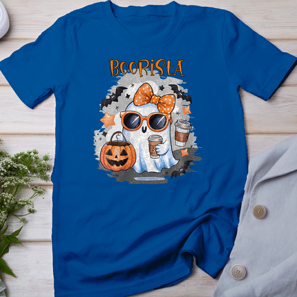 Boorista Funny Halloween Ghost Holding Coffee And A Pumpkin T-Shirt