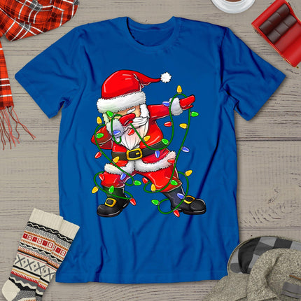 Dabbing Santa Shirt For Boys Girls Christmas Tree Lights T-Shirt