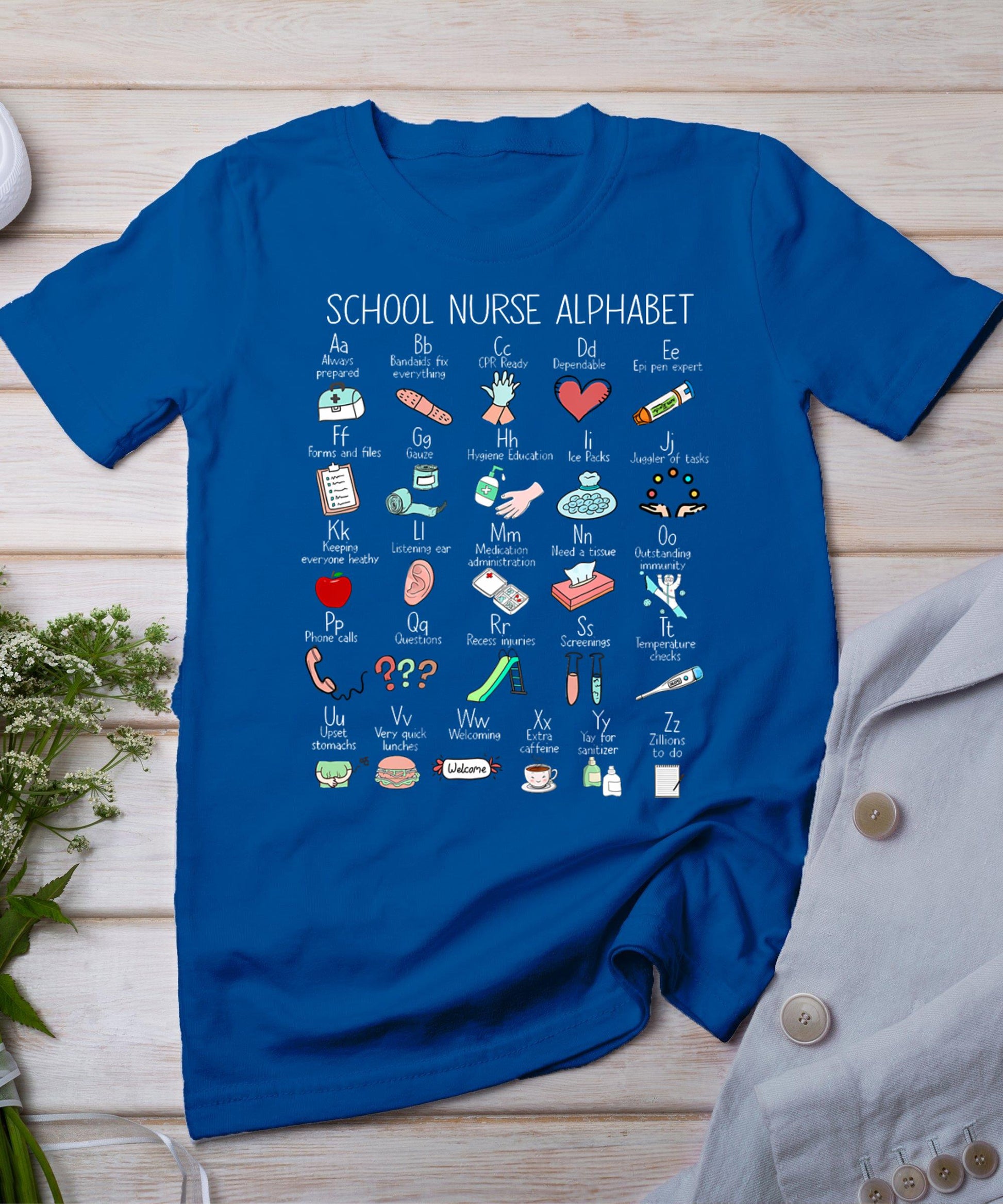 Abc School Nurse Alphabet Nurse Appreciation Nurse Educator T-Shirt