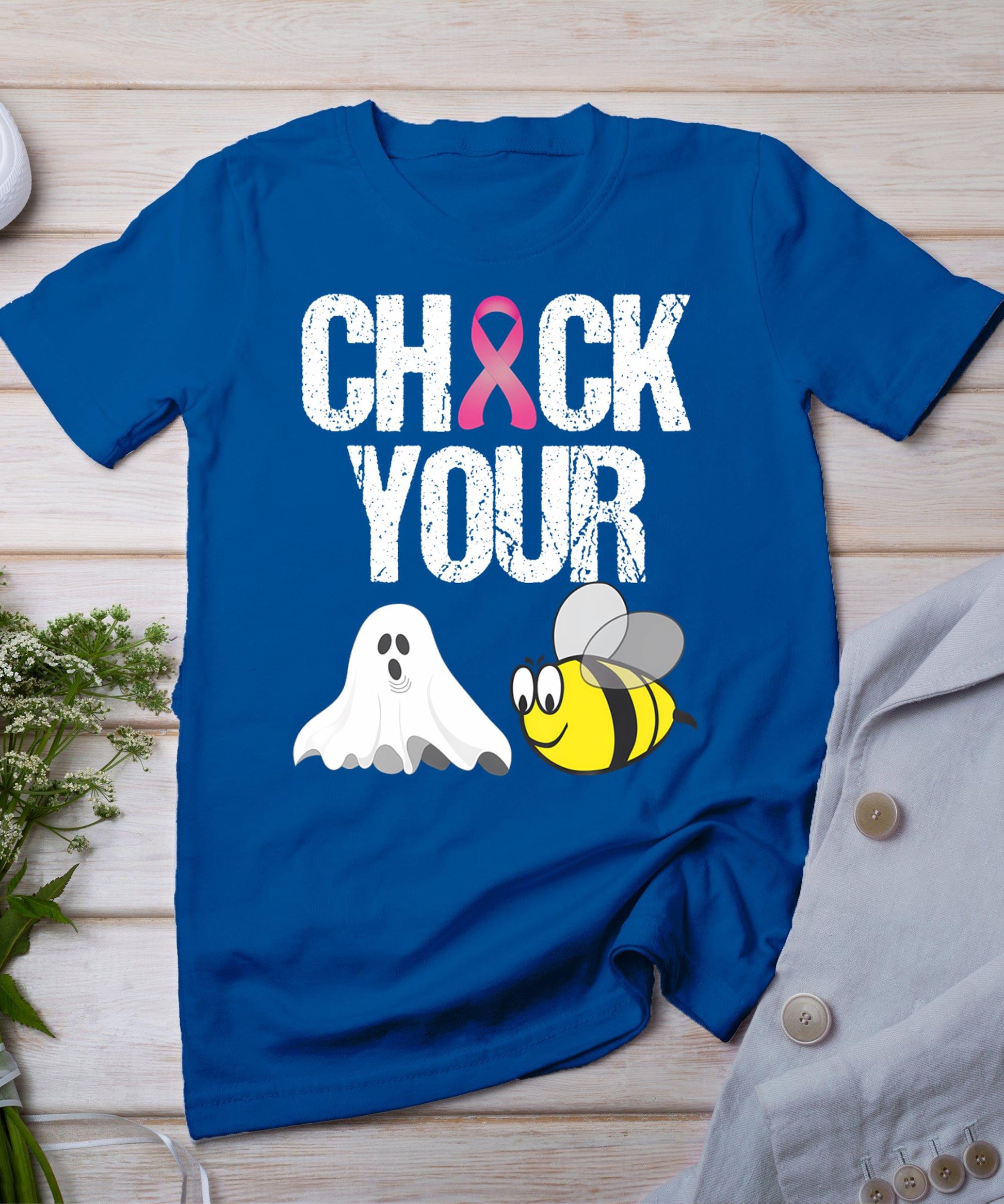 Check Your Boo Bees Shirt Funny Breast Cancer Halloween Gift T-Shirt