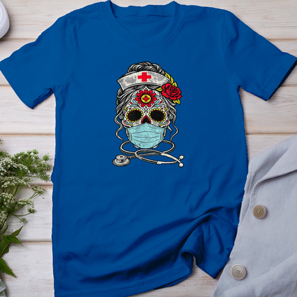 Sugar Skull Nurse Halloween RN Mexican Los Muertos RN T-Shirt