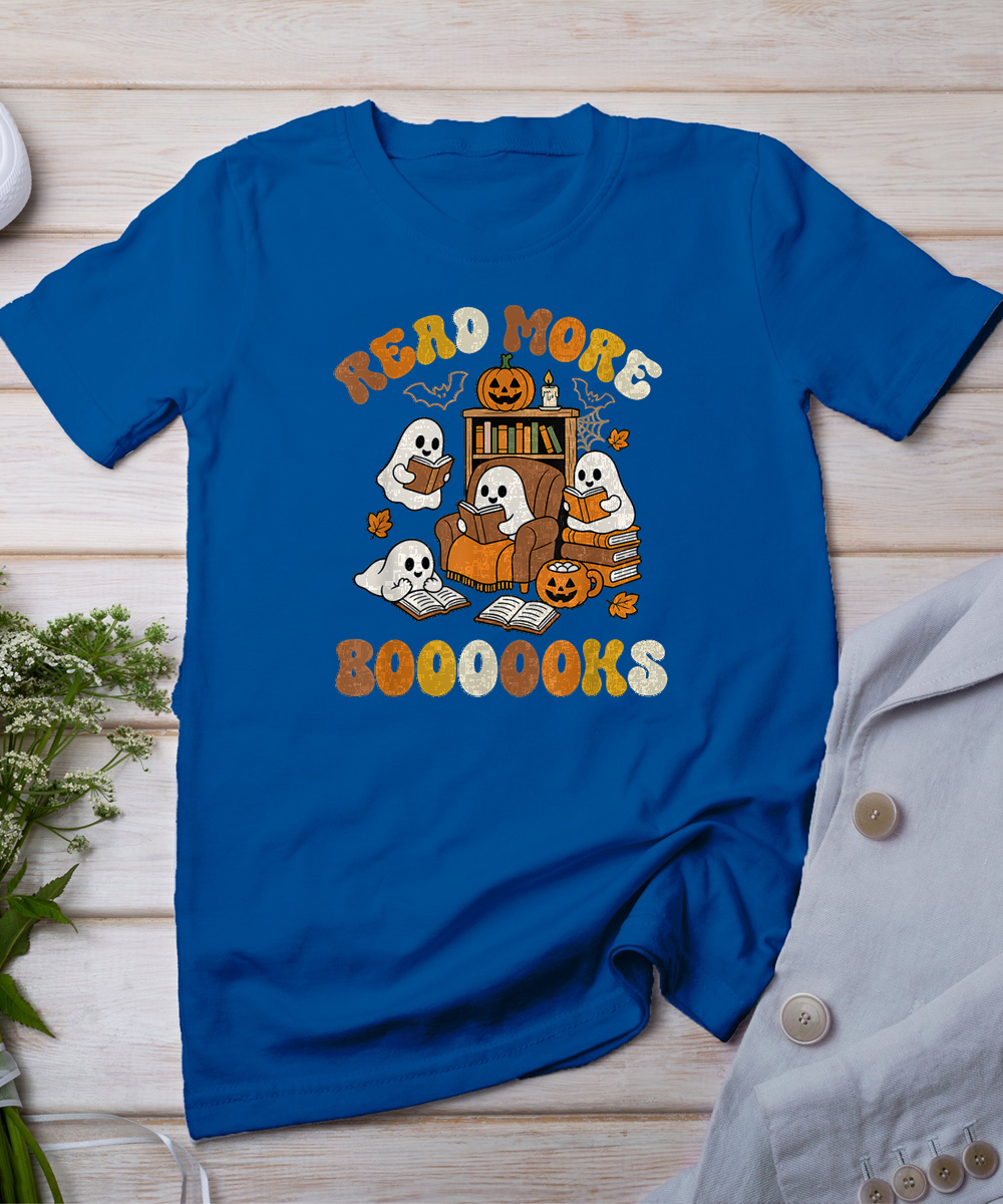 Read More Books Ghosts Reading Book Funny Teacher Halloween T-Shirt