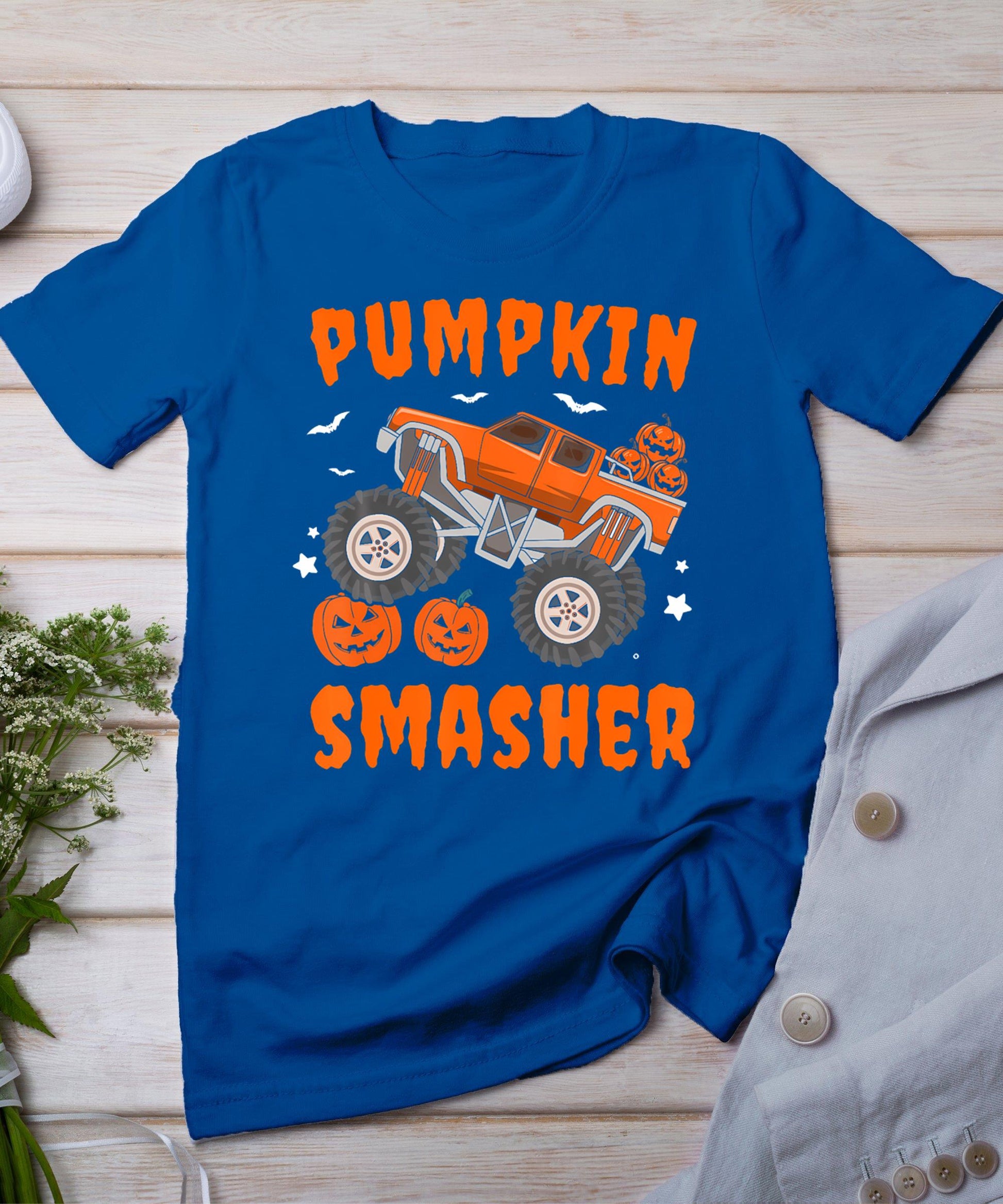 Pumpkin Smasher Toddler Halloween For Monster Truck Lover T-Shirt