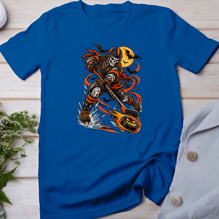 Skeleton Hockey Player Men Boys Funny Scary for Halloween T-Shirt