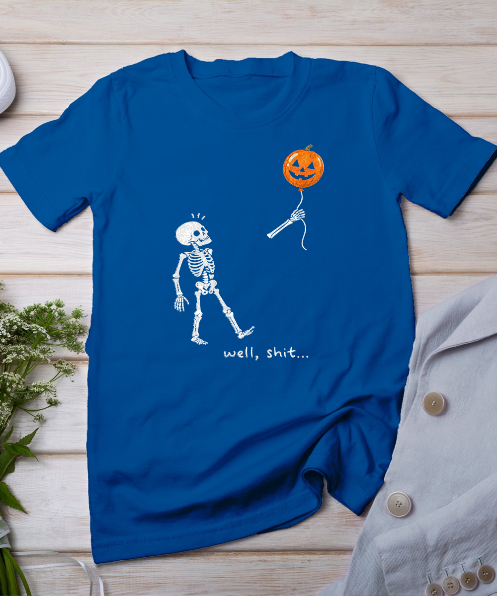 Well Skeleton Holding Balloon Pumpkin Gothic Halloween T-Shirt