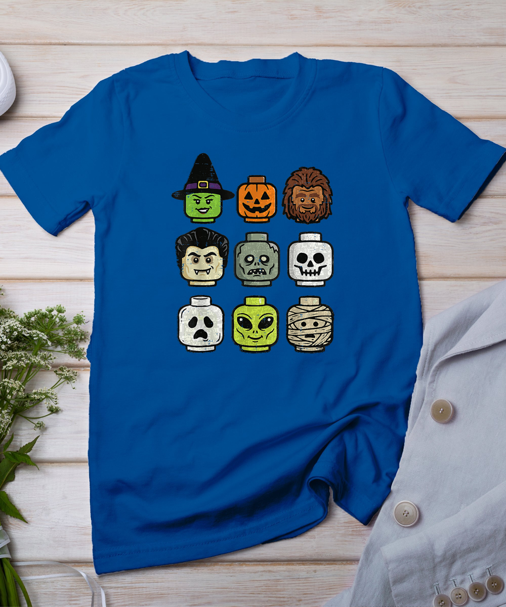 Halloween Building Blocks Head Cute Bricks Costume Boys Kids T-Shirt