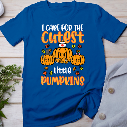 Pumpkins Nurse Halloween Scrub Top Fall Thanksgiving Women T-Shirt