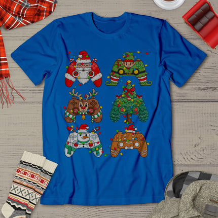 Christmas Santa Elf Lights Gaming Controllers Xmas Boys Kids T-Shirt