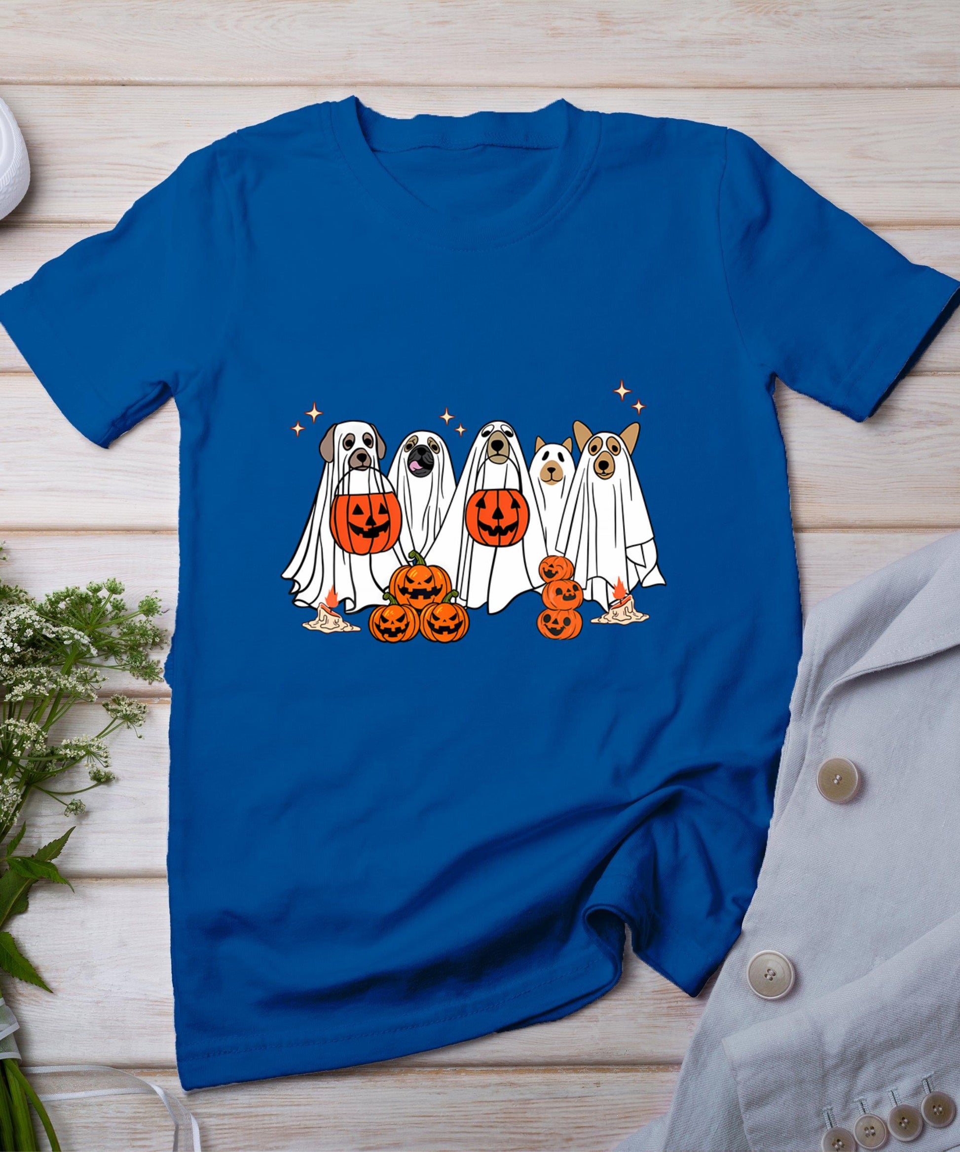 Dog Ghost Cute Dog Dressed As Ghost Funny Halloween Dog T-Shirt