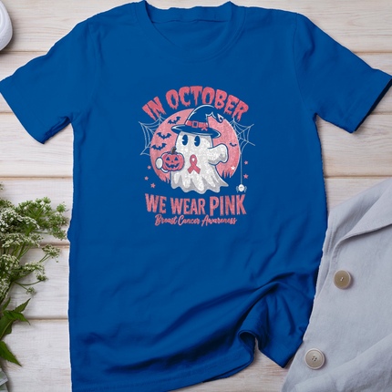 Breast Cancer Shirts Women Halloween In October We Wear Pink T-Shirt