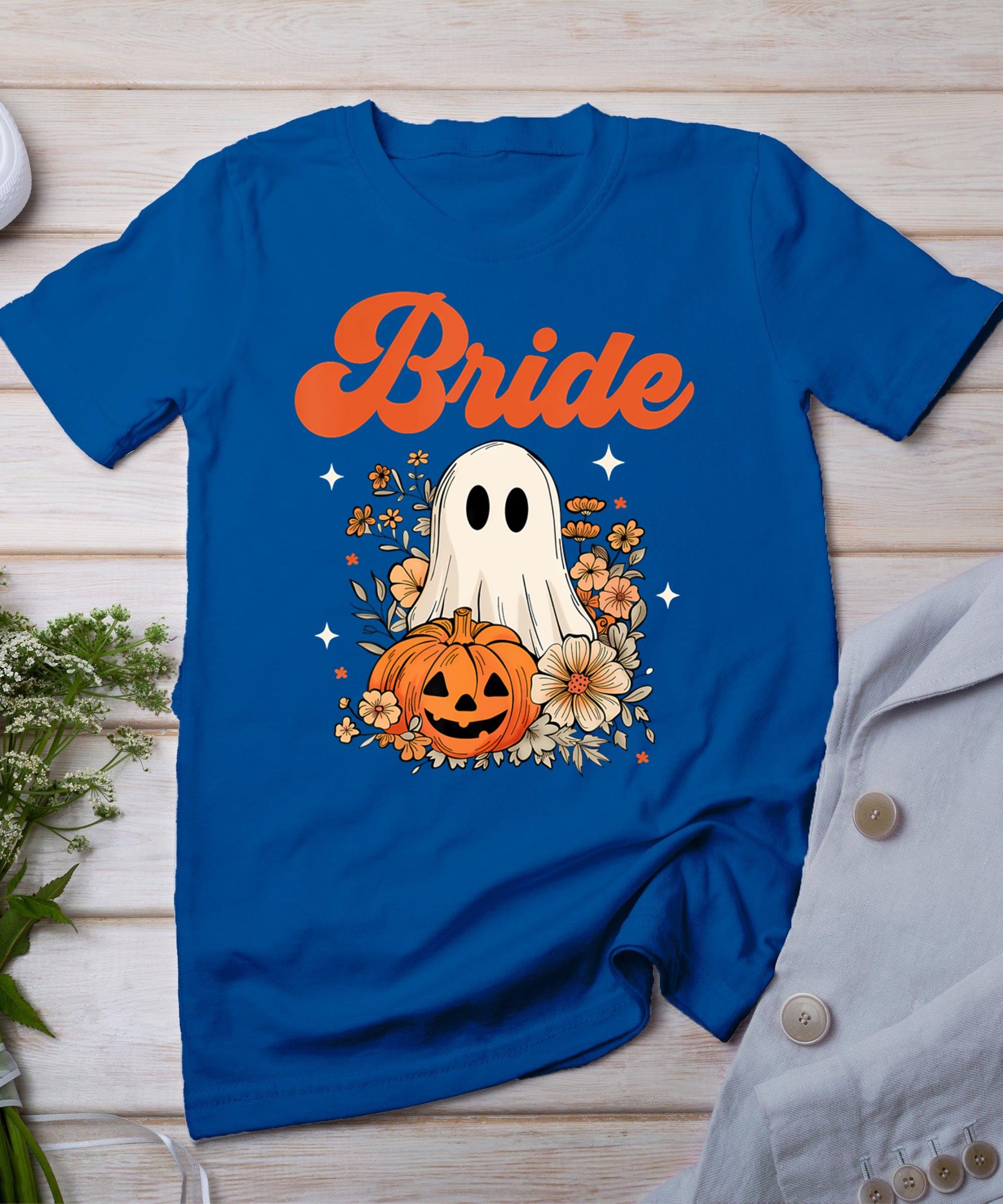 Bride Wildflower Ghost Boo Crew Halloween Bachelorette T-Shirt