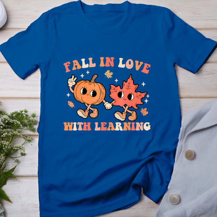 Fall In Love With Learning Fall Teacher Thanksgiving Retro T-Shirt
