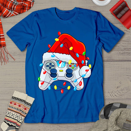 Video Game Controller Christmas Santa Hat Gamer Boys T-Shirt