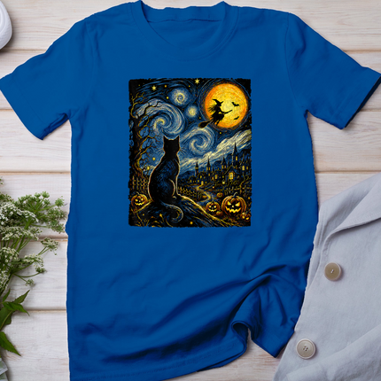 Cat Starry Night Van Gogh Halloween Witch Costume Men Women T-Shirt