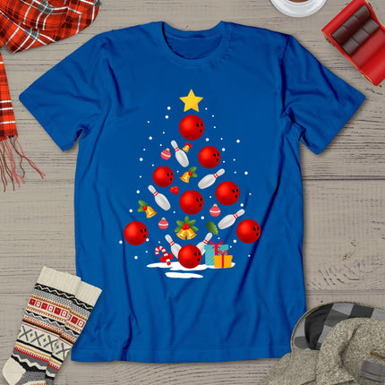 Funny Bowling Christmas Tree Lights Xmas Gifts For Men Women T-Shirt