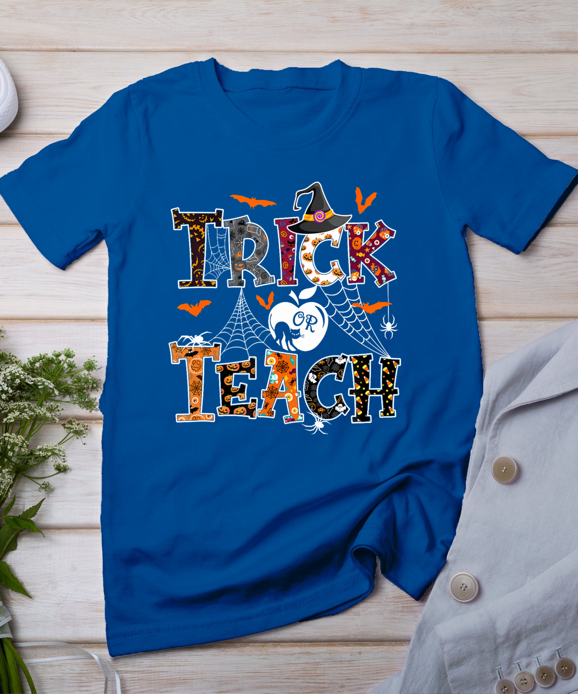 Fall Holiday Themed Thanksgiving Halloween Teacher Trick Or T-Shirt