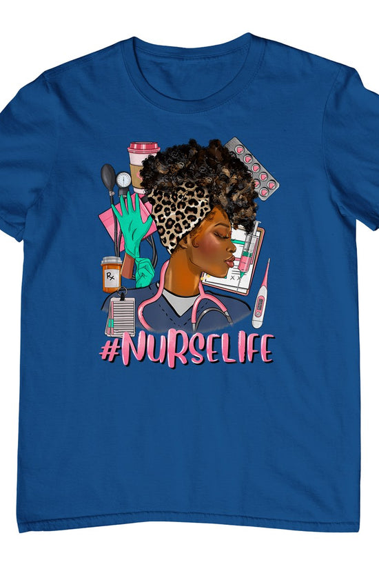 Nurse Life African American Black Women Leopard Nurse's Day T-Shirt