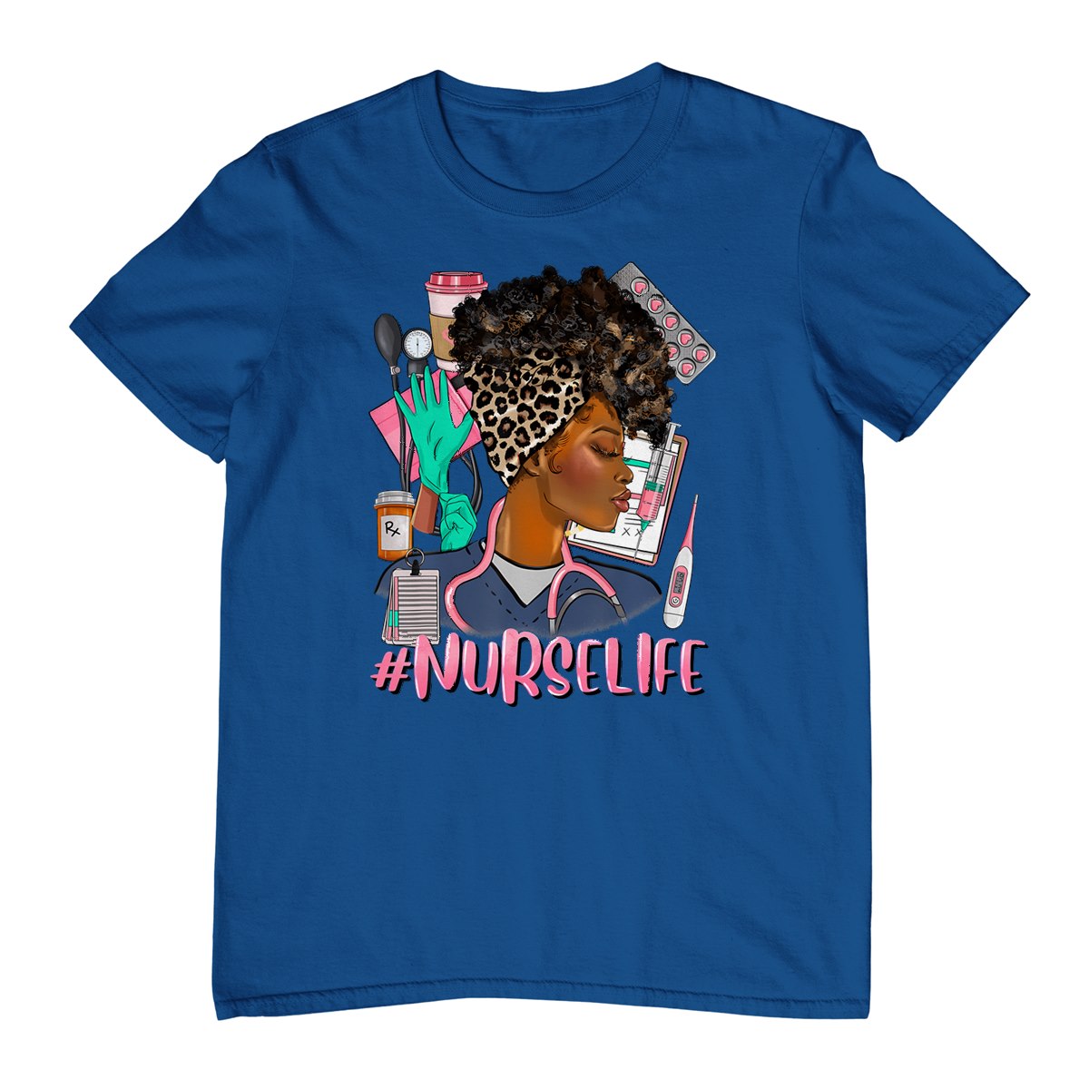 Nurse Life African American Black Women Leopard Nurse's Day T-Shirt