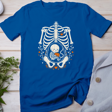 Halloween Skeleton Baby Rib Cage Pregnant Pumpkin Costume T-Shirt