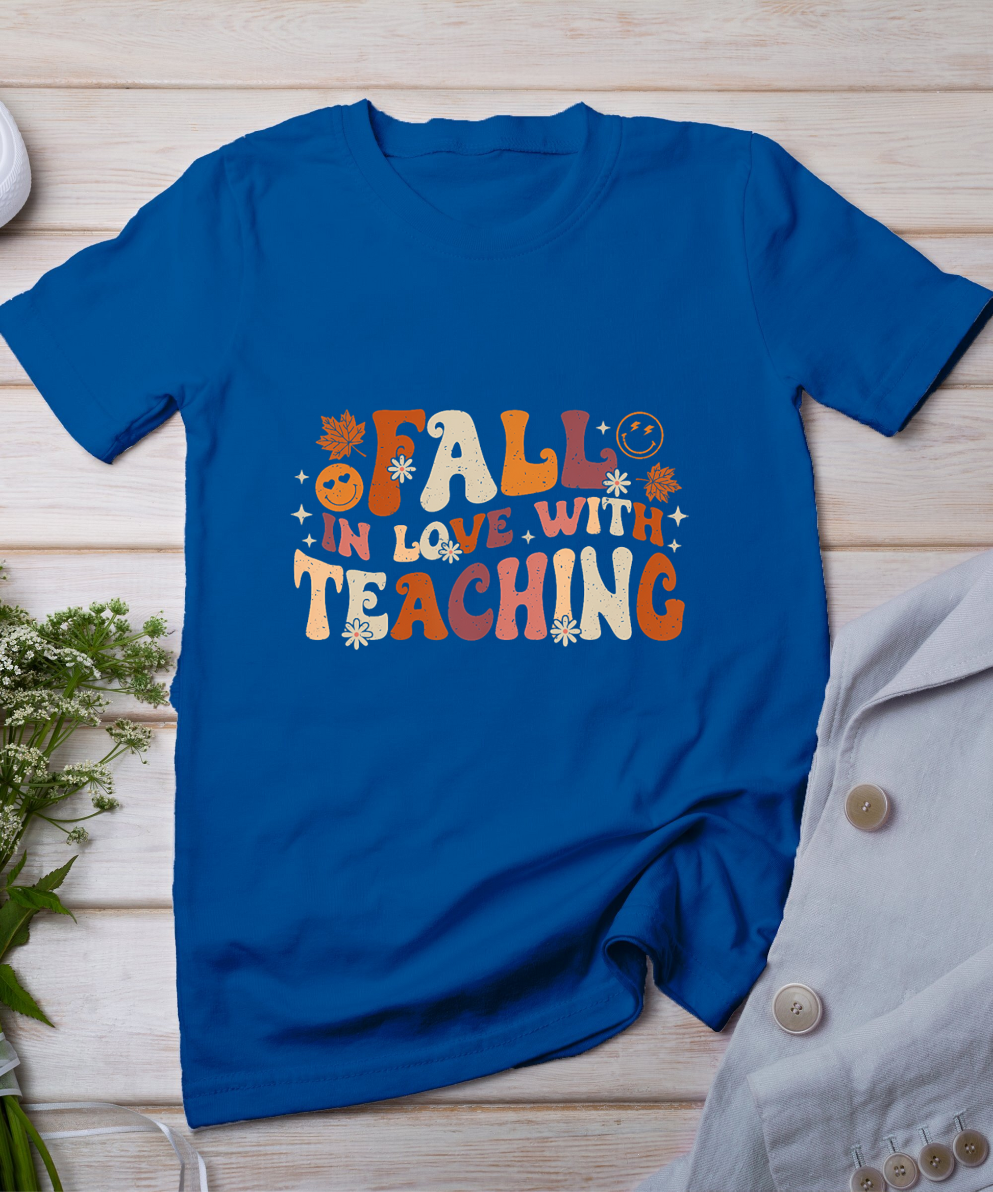 Fall In Love With Teaching Autum Thanksgiving Fall Teacher T-Shirt