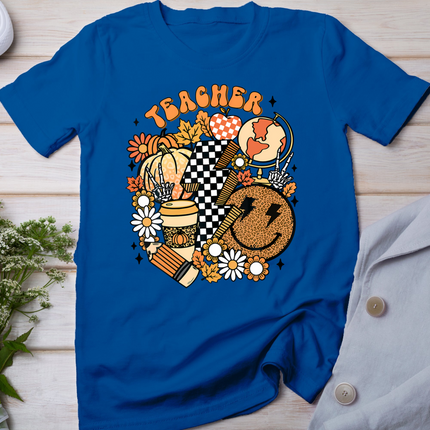 Fall Teacher Retro Teacher Life Autumn Thanksgiving Womens T-Shirt