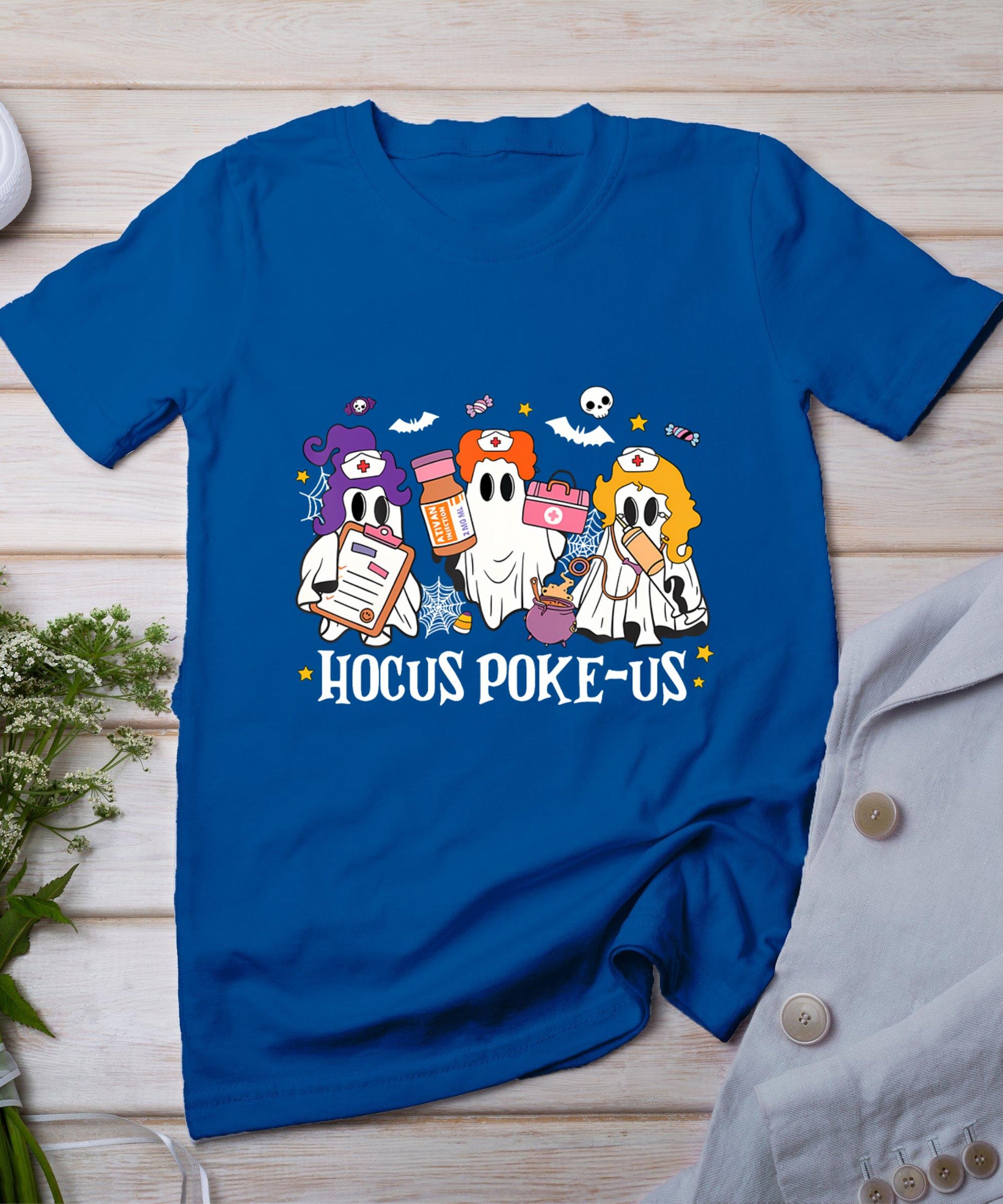 Hocus Poke-Us Witch Nurse Funny Halloween Spooky Health T-Shirt