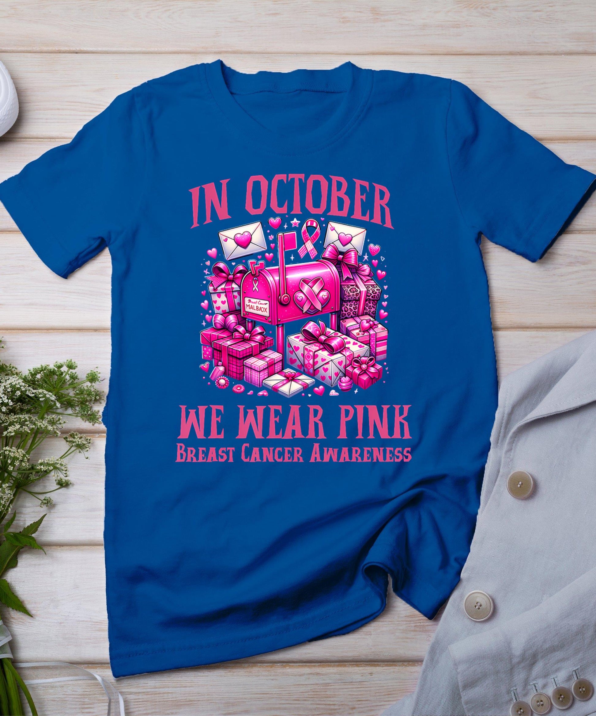 October We Wear Pink Breast Cancer Awareness Postal Worker T-Shirt