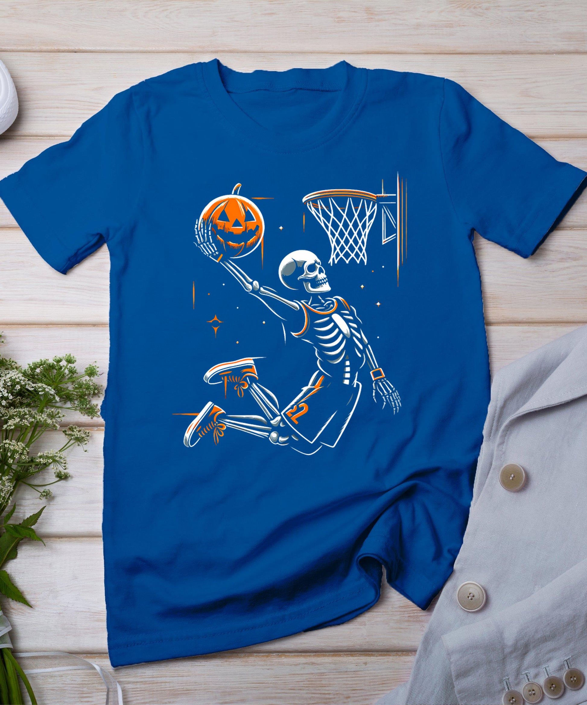 Skeleton Basketball Player Men Boys Spooky For Halloween T-Shirt