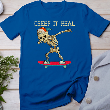 Creep It Real Dabbing Skate Skeleton Halloween Kid Boys T-Shirt