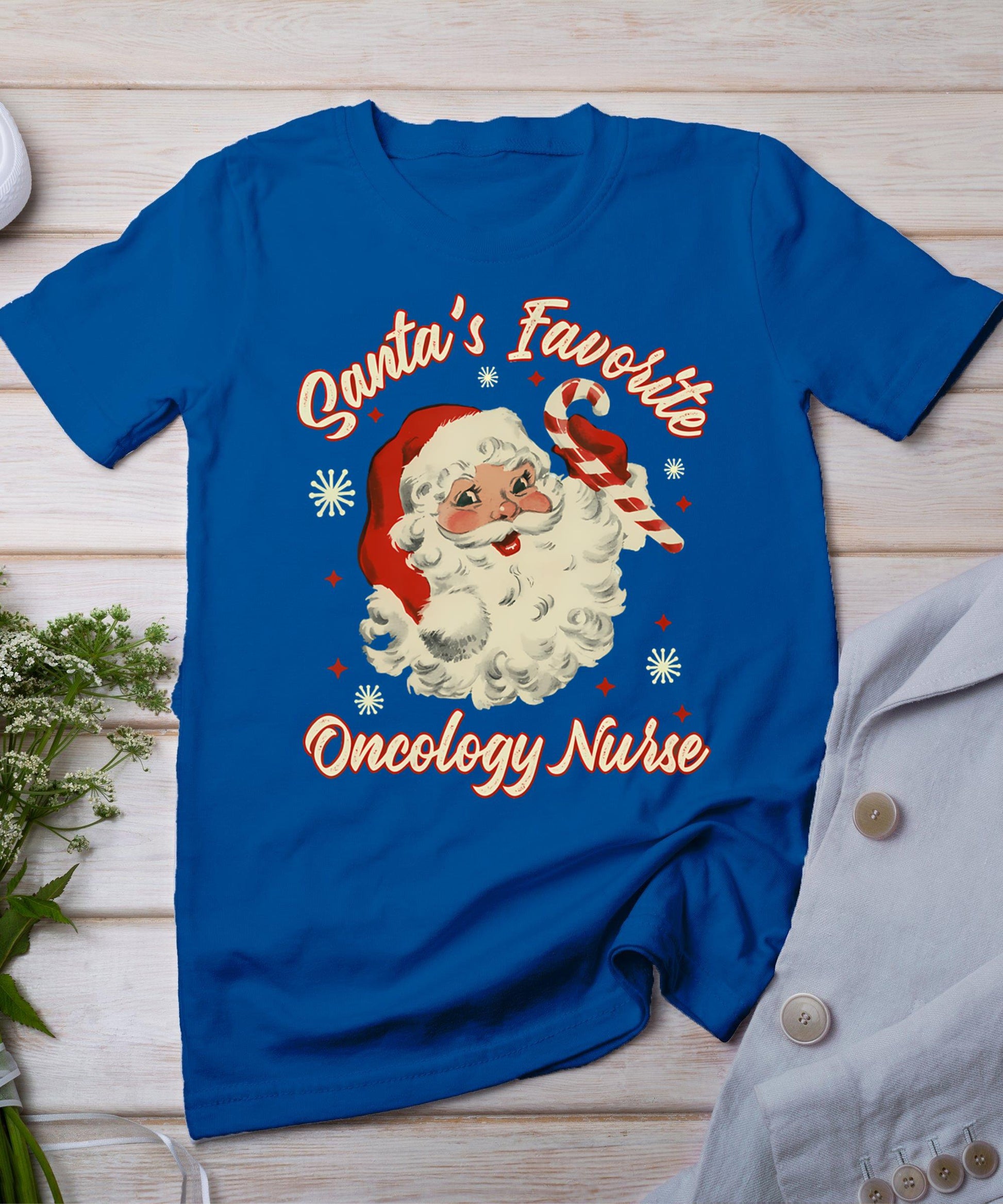 Santa's Favorite Oncology Nurse Vintage Christmas Chemo T-Shirt