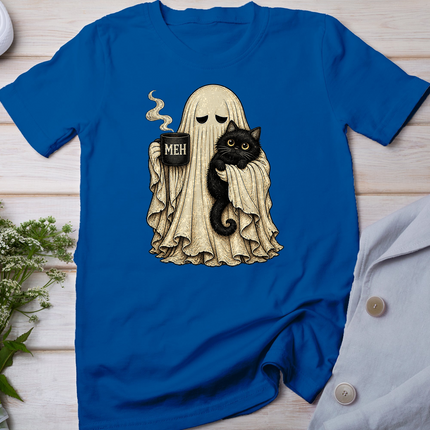 Ghost Black Cat Coffee Lover Funny Spooky Halloween T-Shirt