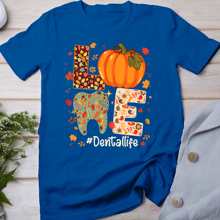 Love Dental Life Pumpkin Tooth Dentist Fall Thanksgiving T-Shirt