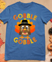 Cute Gobble Gobble Turkey Pilgrim Little Boys Thanksgiving T-Shirt